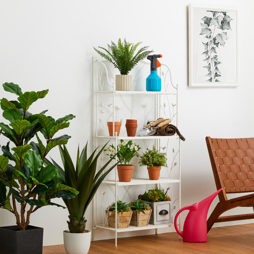 52"H 4-Tiered Metal Shelf Plant Stand, White