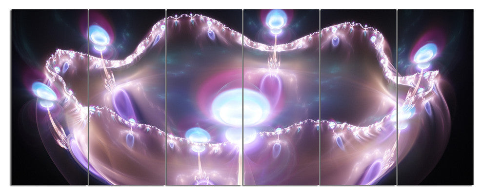 3D Surreal Purple Illustration, Abstract Canvas Art Print, 70"x28", 6 Panels