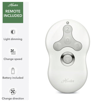 Hunter 52" Dempsey Matte Black Ceiling Fan, LED Kit, Remote