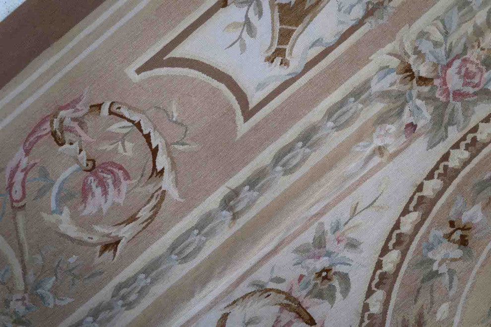 Handmade Vintage French Aubusson Rug 8.7'x12', 266cmx367cm, 1970s
