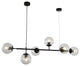 Igliano | Creative LED Pendant Light in the Shape of Glass Ball for Dining Room, Black, Clear Glass, Warm Light