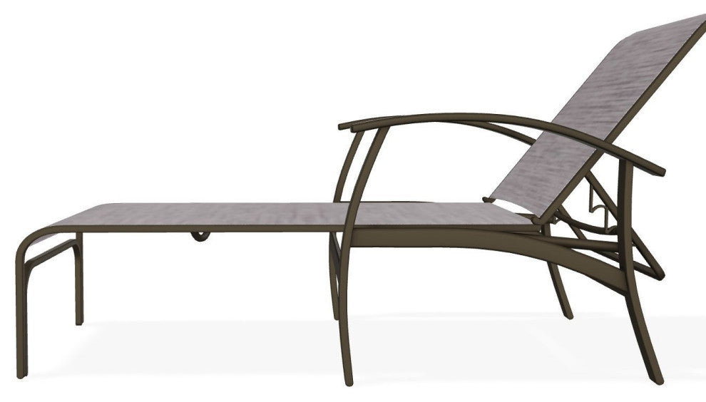 Belle Isle Sling 4-Position Outdoor Chaise Lounge, Fossil/Warm Gray