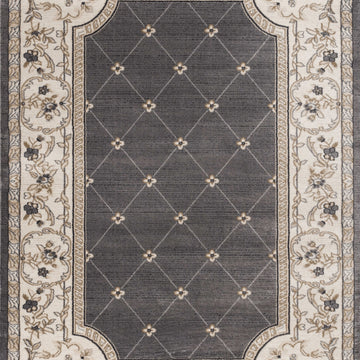 8'' X 10'' Grey Or Ivory Diamond Floral Bordered Indoor Area Rug
