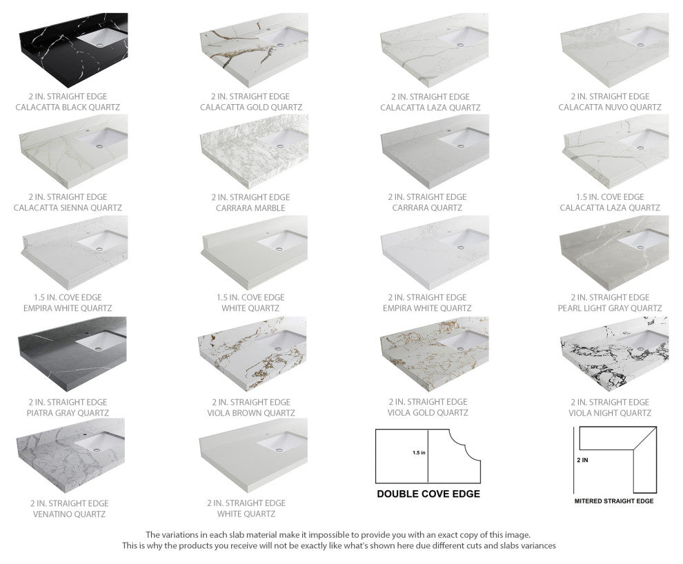 Cambridge 36 Left Offset Bath Vanity in White 2" Piatra Gray