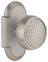 Cottage Plate Privacy Craftsman Knob, Satin Nickel