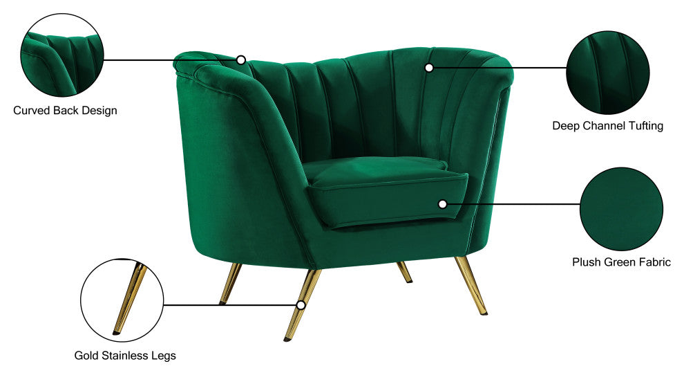 Margo Velvet Upholstered Set, Green, Chair