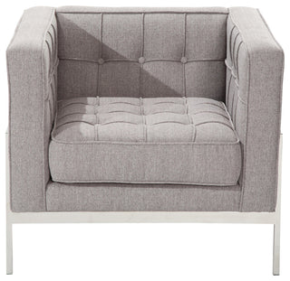 Andre Contemporary Chair In Gray Tweed and Stainless Steel