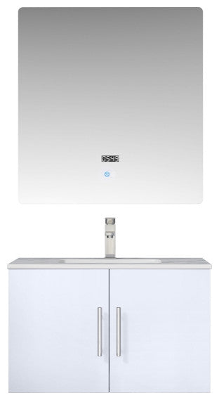 Geneva Transitional Glossy White 30" Single Vanity Set