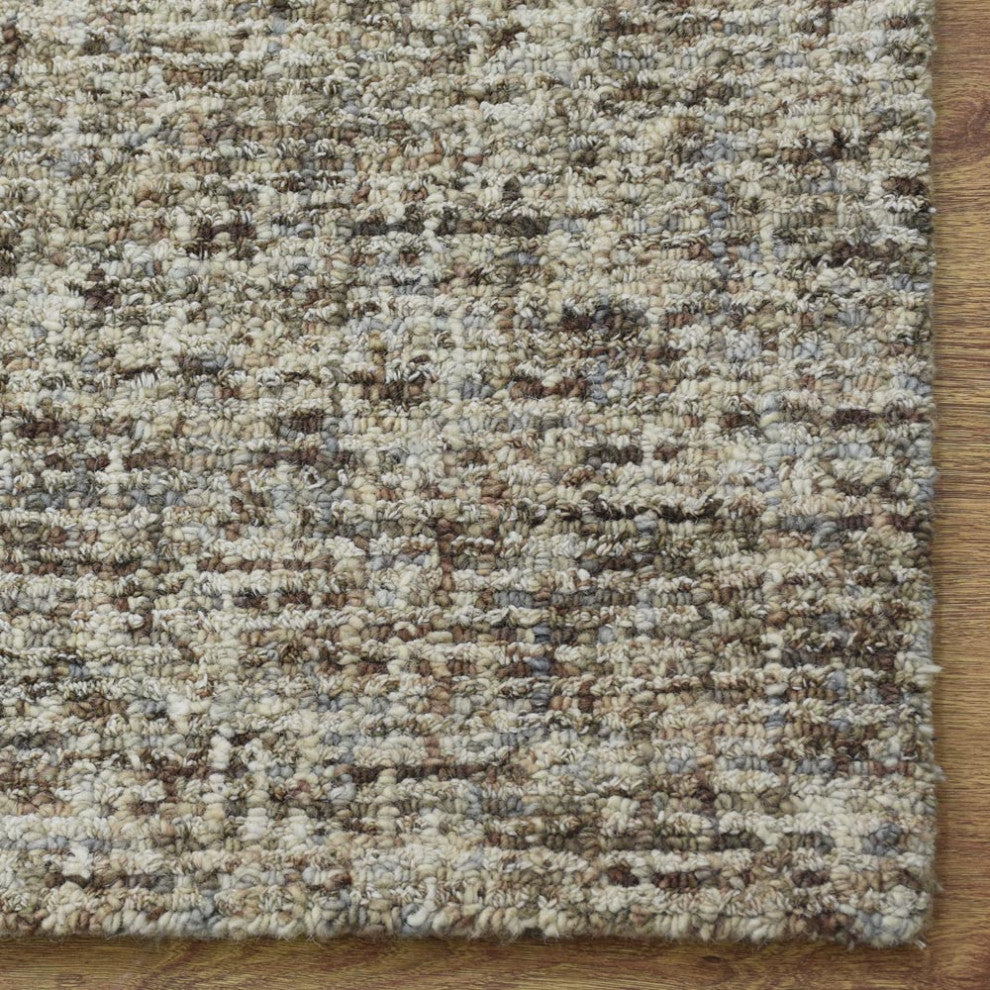 HAND TUFTED WOOL ECO-FRIENDLY AREA RUGS - Rectangle,Dark Brown Beige,Solid