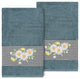 Linum Home Turkish Cotton Daisy 2-Piece Embellished Bath Towel Set, Teal