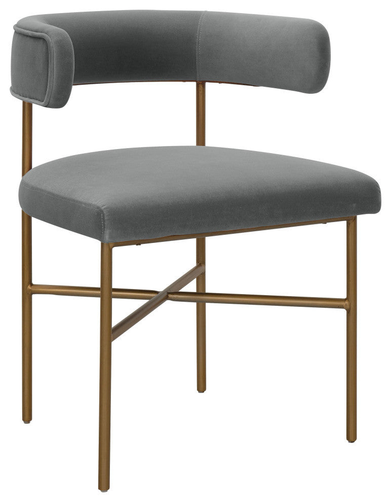Kim Performance Velvet Chair in Grey