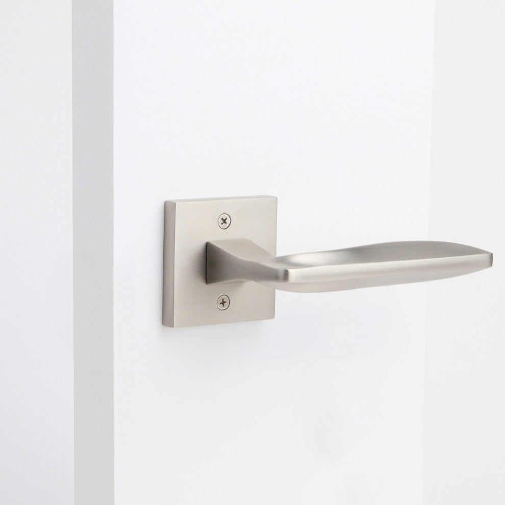 Modern Heavy Duty Designer Interior Door Lever - Canal Collection, Satin Nickel, Double Dummy