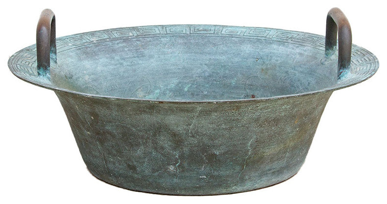 Large Antique Verdigris Copper Pot