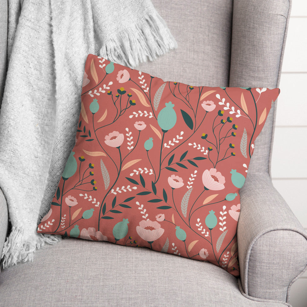 Winding Flowers 18x18 Spun Poly Pillow