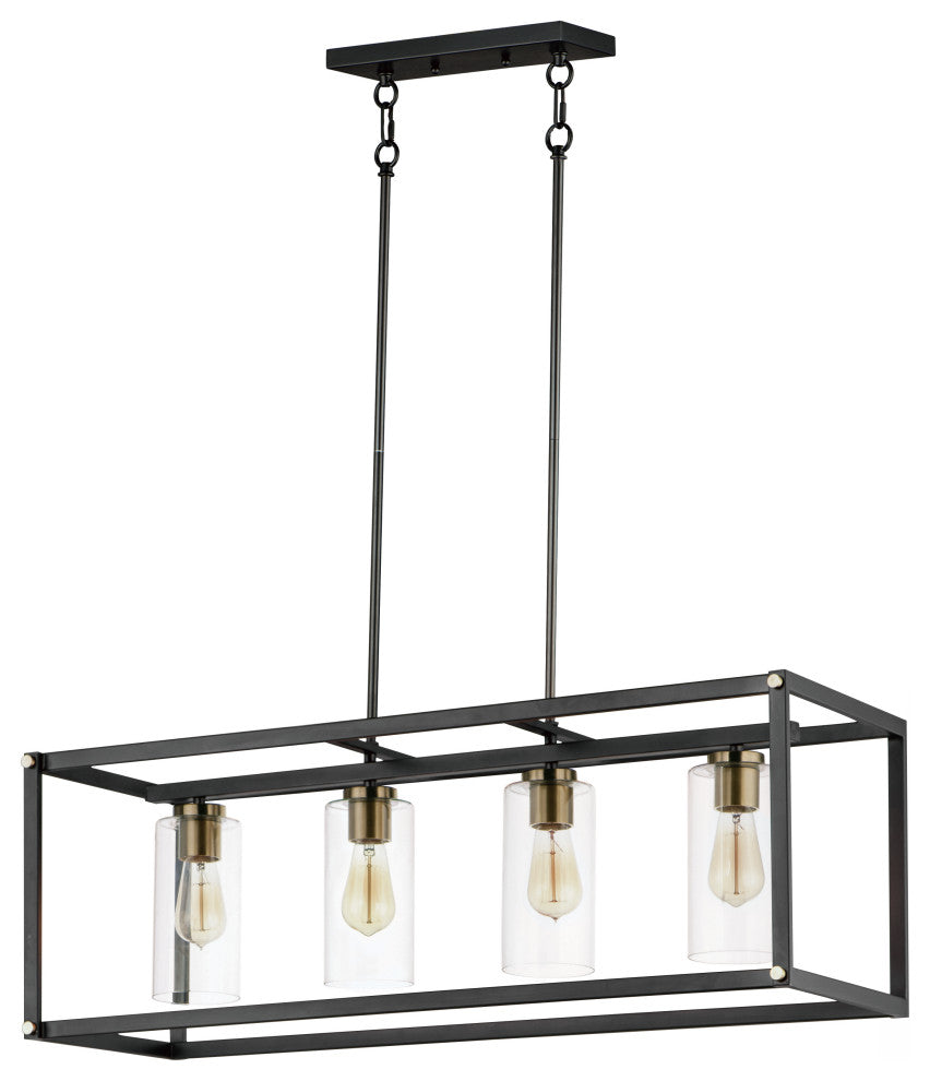 Maxim Lighting Capitol 4-Light Linear Pendant, Black/Antique Brass, 2644BKAB