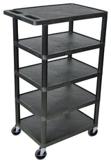 Luxor 5-Flat Shelf Black Utility Cart