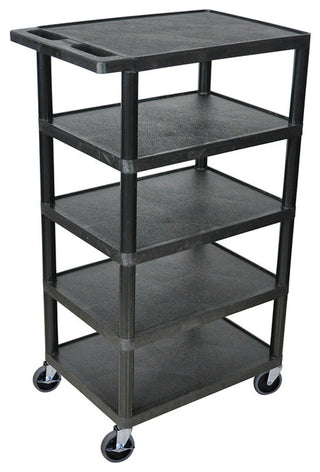 Luxor 5-Flat Shelf Black Utility Cart