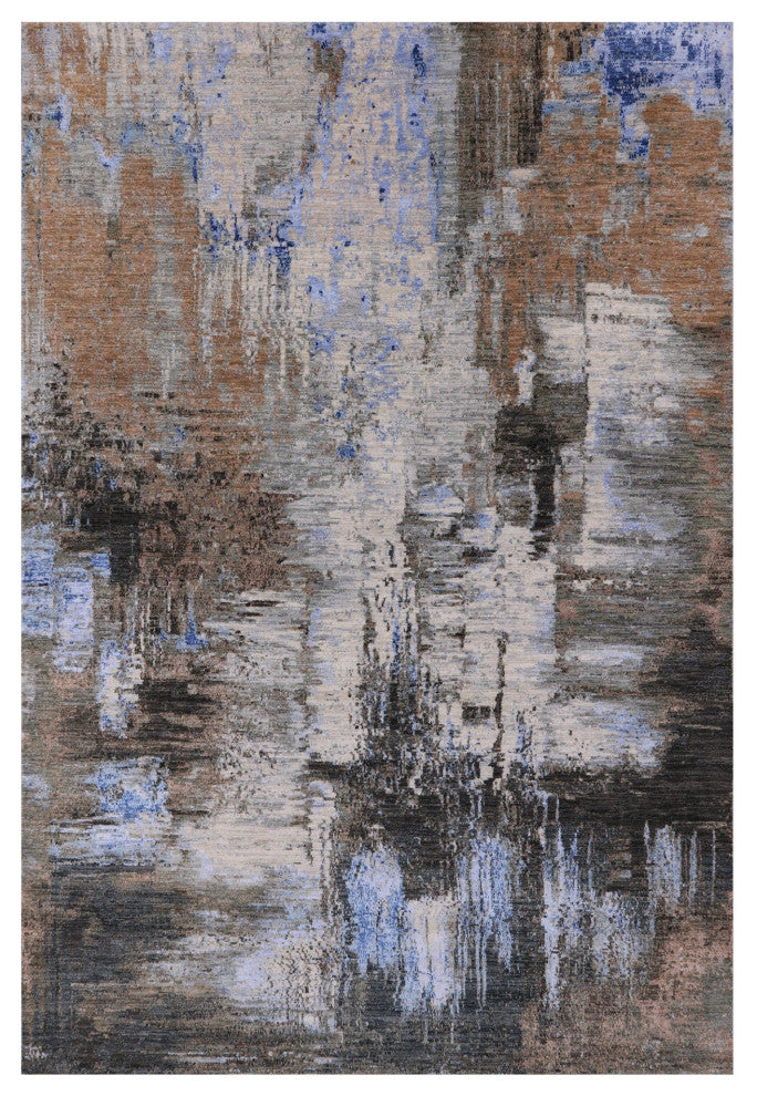 Wool and Silk Modern Hand Knotted Rug 6' 1" X 9' 0" Q7187