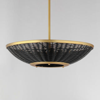 Maxim 14462BR Rattan 3 Light 20"W Pendant - Natural Aged Brass