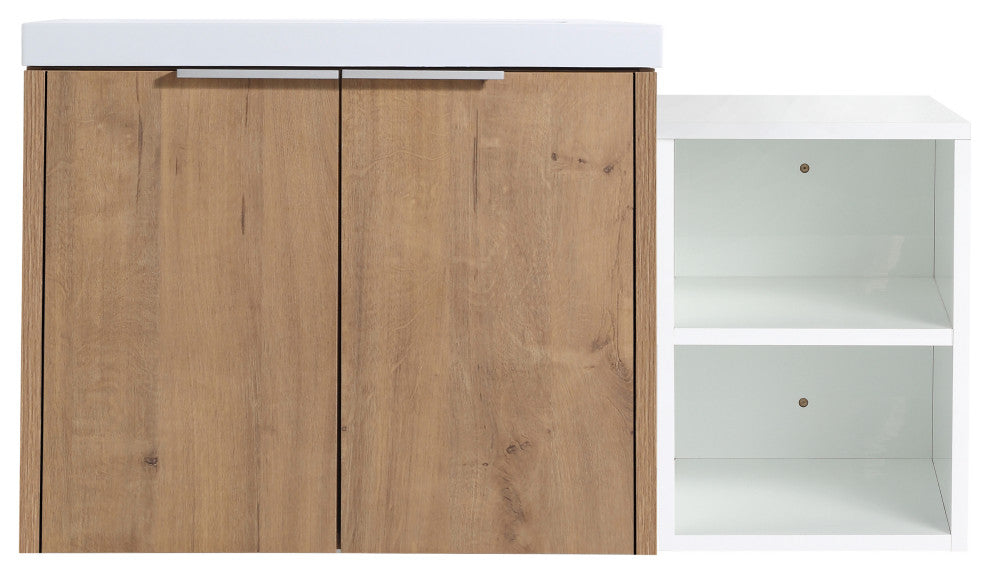BNK Wall-Mounted Bathroom Cabinet Set with Soft-Close Doors, Imitative Oak, 36inch