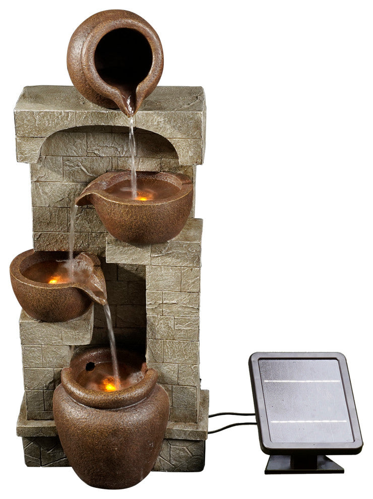Solar Powered Waterfall Fountain