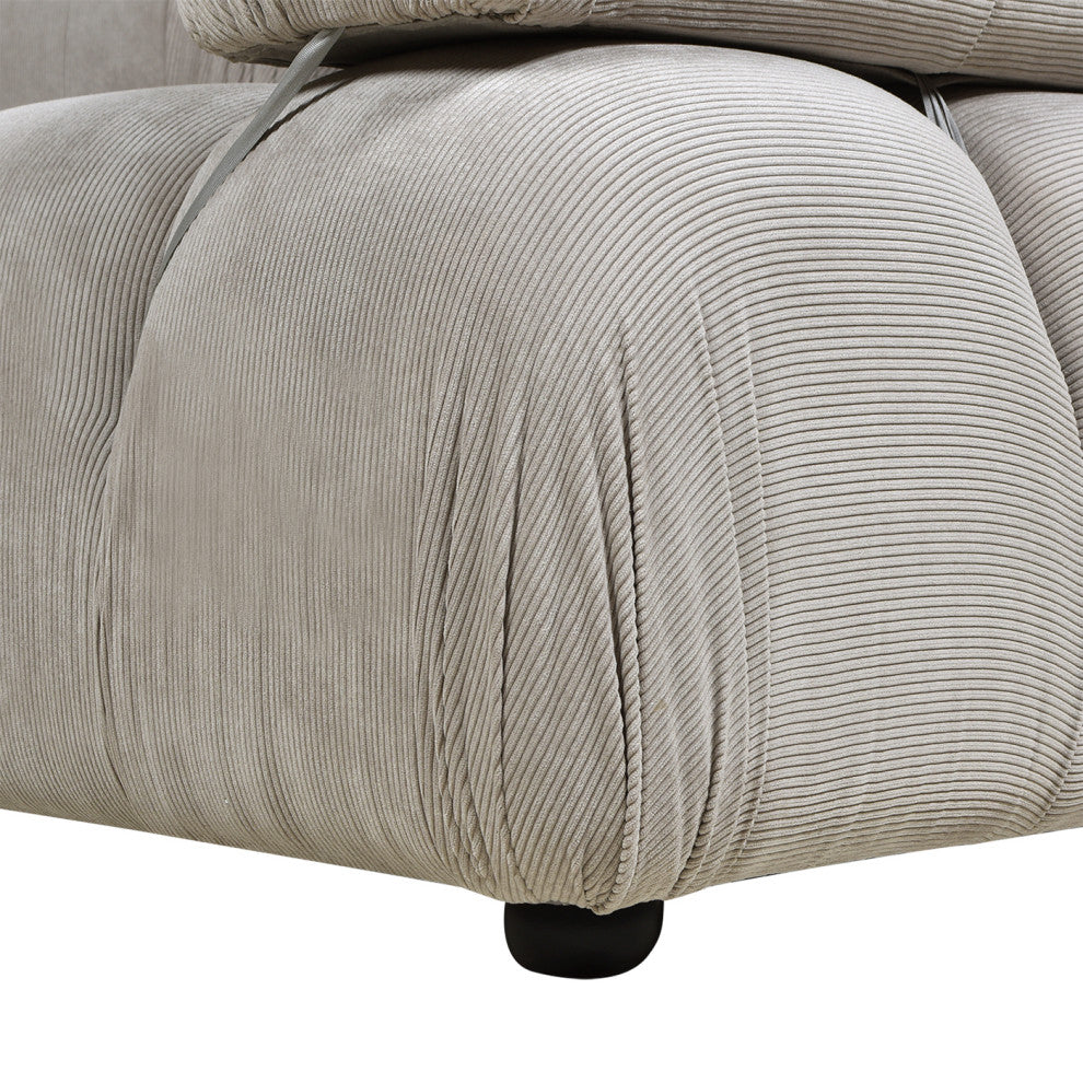 Marcel 72.5" Post-Modern Modular Loveseat, Pebble Gray Corduroy