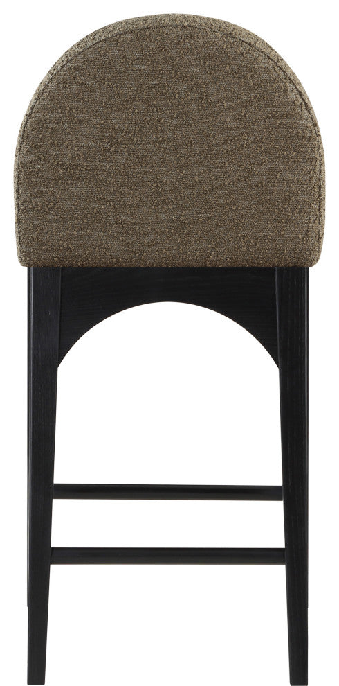 Waldorf Chenille Upholstered Stool, Black, Chenille, Natural Finish, Olive, Boucle Fabric, Black Finish