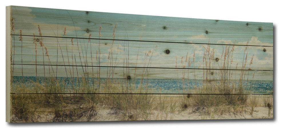 36" Long Ocean Sand Dunes Wood Plank Wall Art