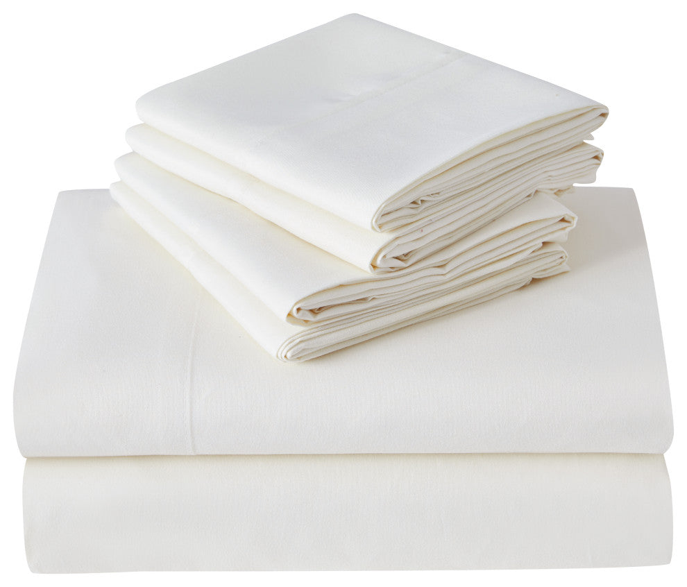 Kathy Ireland 6 Piece Brushed Microfiber Sheet Set, Ivory, Twin
