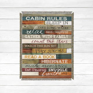Laural Home Cabin Rules 60" X 80" Woven Throw Blanket