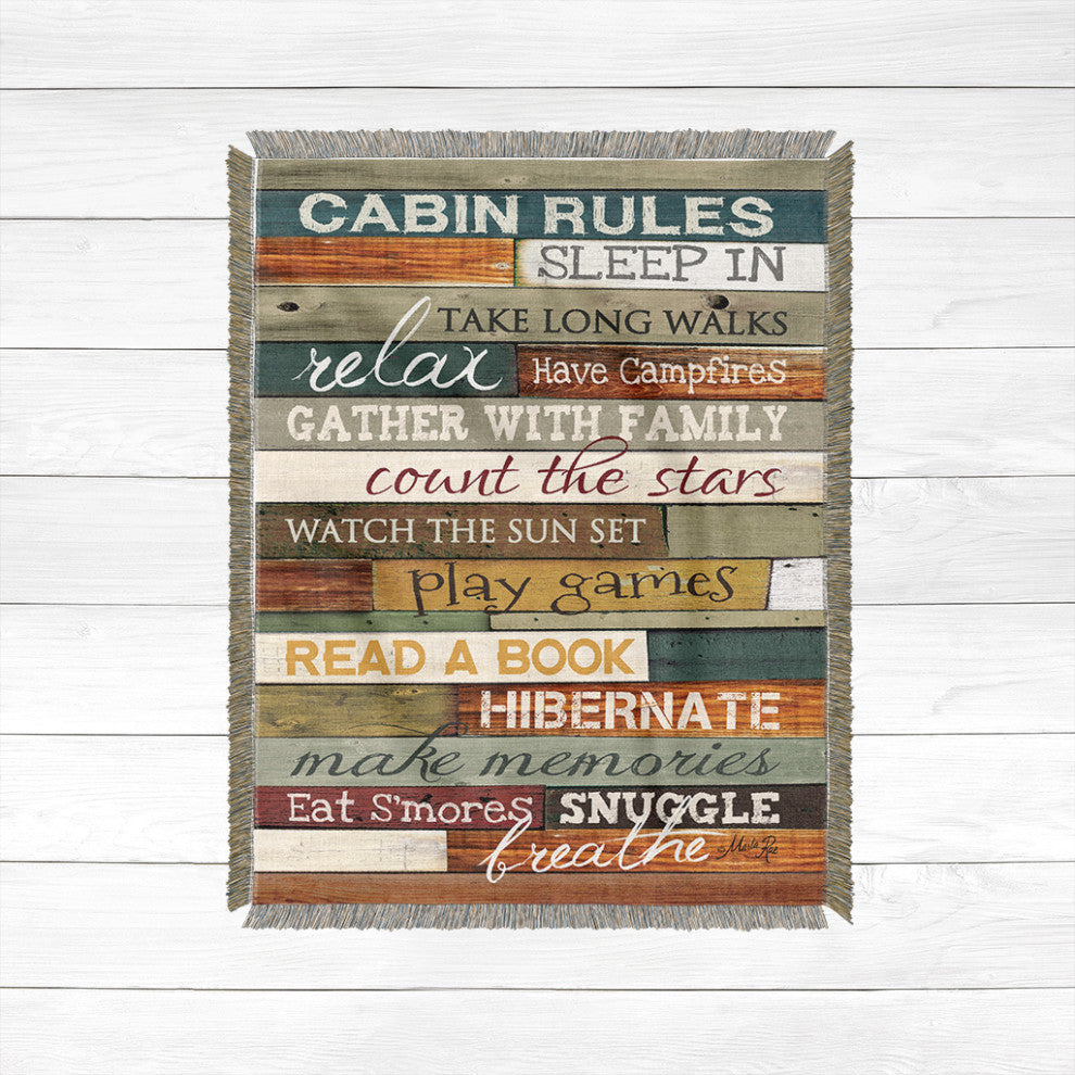 Laural Home Cabin Rules 60" X 80" Woven Throw Blanket