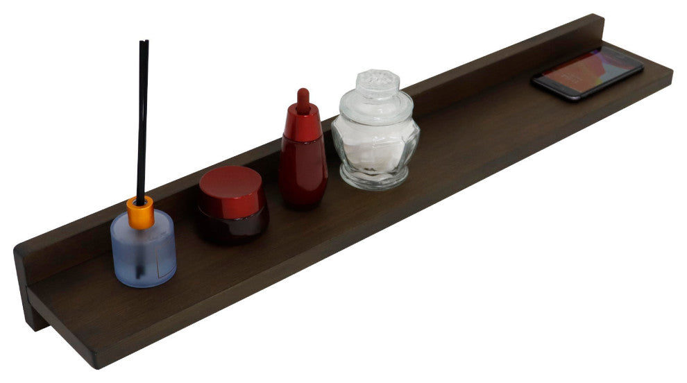 30" Rustic Wood Wireless Charging Shelf and Frameless Mirror Set