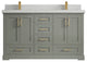 Boston 60 Double Bathroom Vanity in Evergreen 2" Carrara Quartz