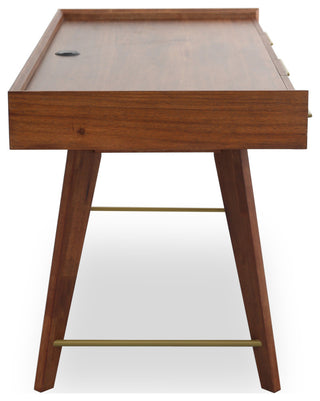 Mid-Century Modern Wood Desk with 3-Drawers, Walnut