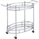 Benzara BM250318 Serving Cart With Tubular Frame/2 Tier Glass Shelves, Chrome