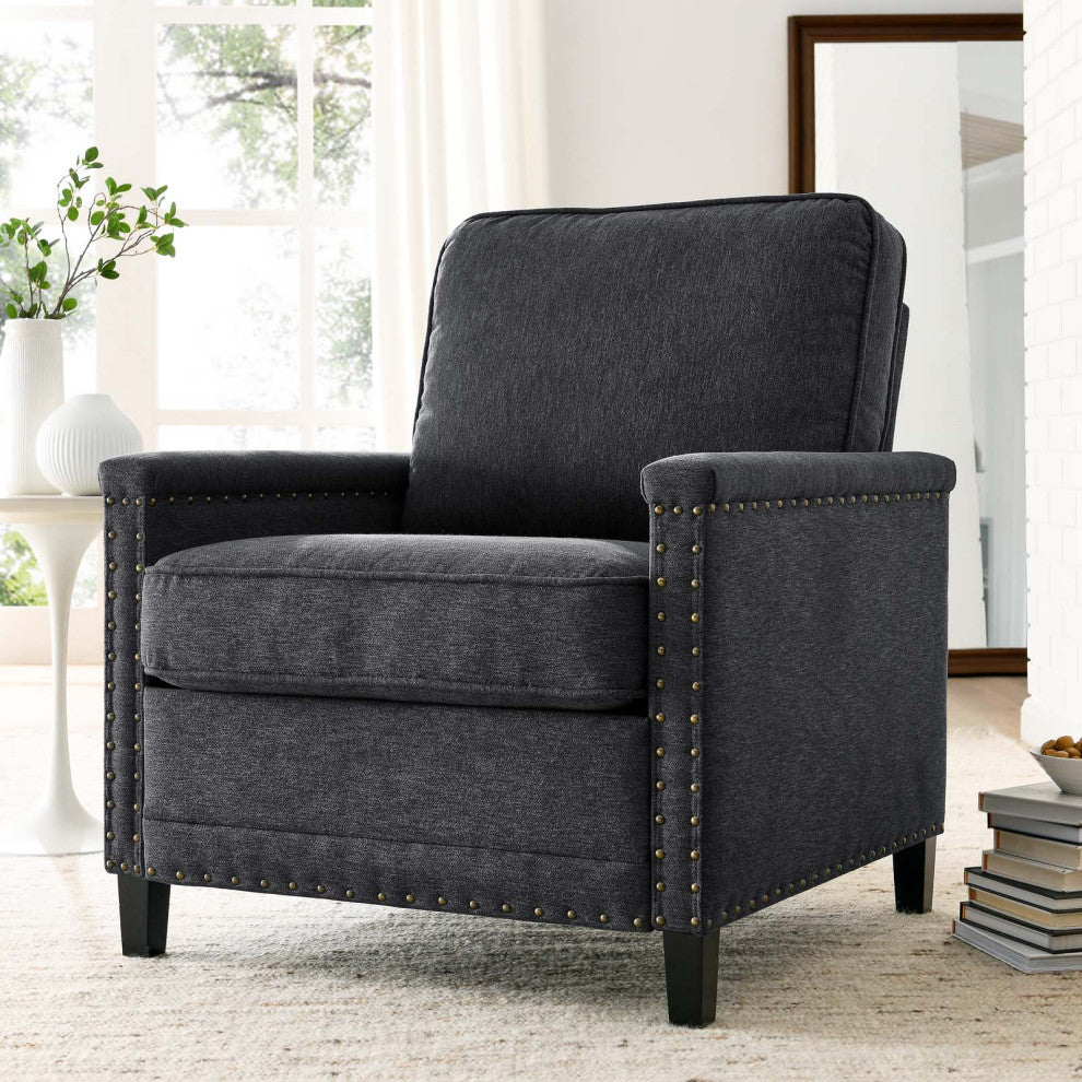 Armchair Accent Chair, Fabric, Dark Gray, Modern, Living Lounge Hospitality