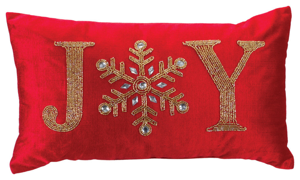 Beaded Joy and Noel Holiday Pillow, Set of 2