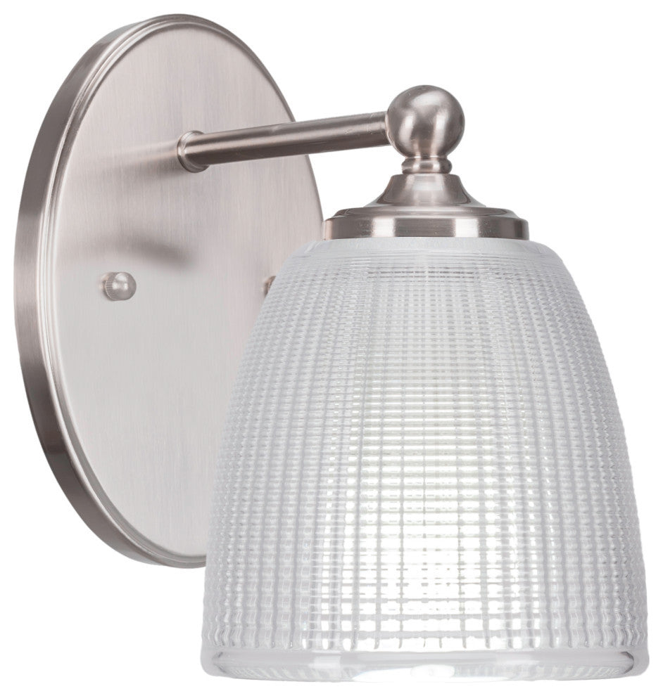 Capri 1-Light Wall Sconce, Brushed Nickel/Clear Ribbed