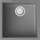 Transolid Zero 18"x18" silQ Granite Dual Mount Single Bowl Kitchen Sink, Grey
