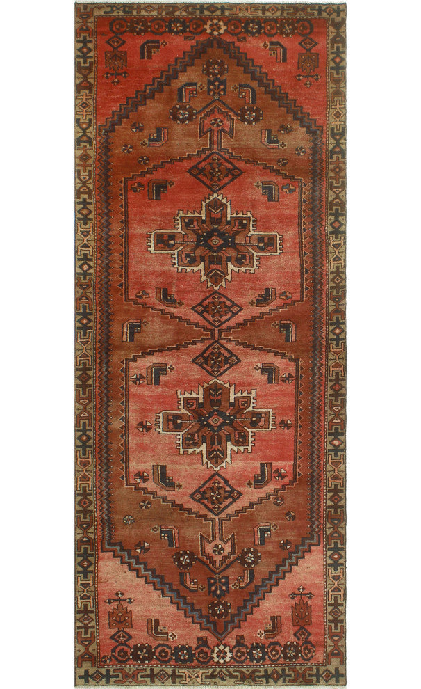 Fine Vintage Distressed Roberto Rust/Brown Runner, 3'9x9'10