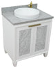 31" Single Sink Vanity, White Finish With Gray Granite With Round Sink