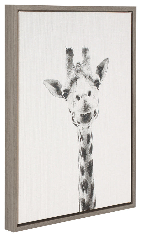Sylvie Giraffe Gray Framed Canvas Wall Art by Simon Te Tai