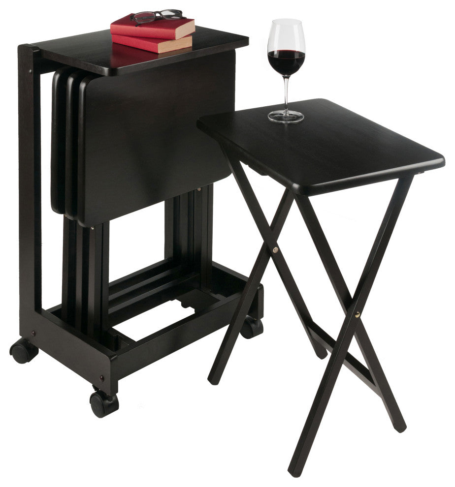 Brienda 5-Pc Snack Table Set, Flip Top, Coffee