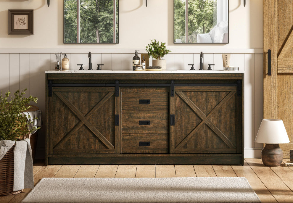 Home Living 72" Double Bathroom Vanity, Expresso