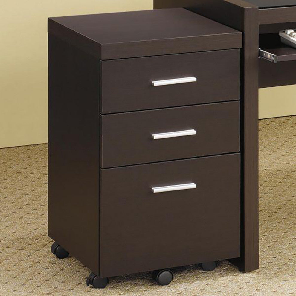 3-Drawer Mobile File Cabinet, Cappuccino