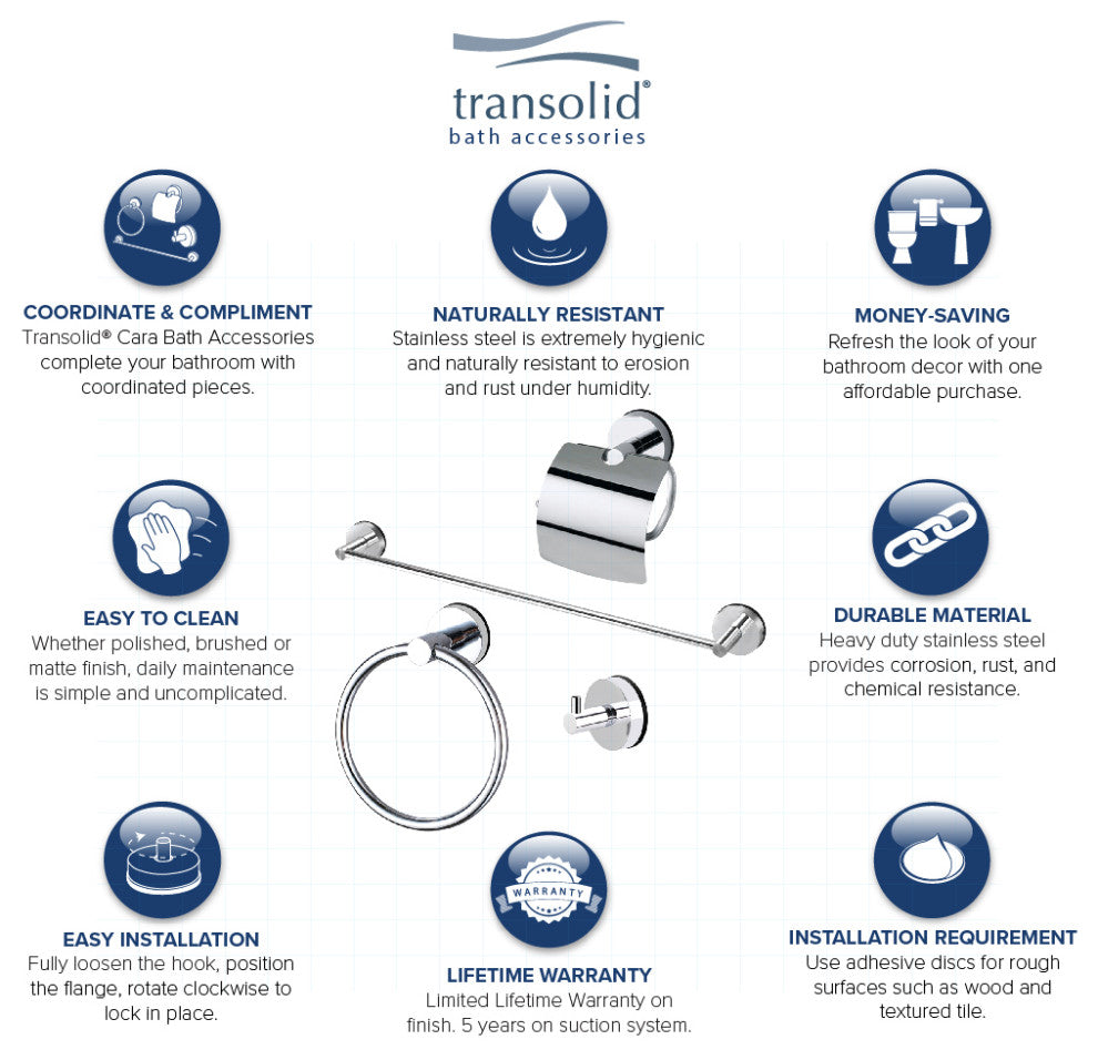 Transolid Cara 4-Piece Bathroom Accessory Kit, Polished Chrome