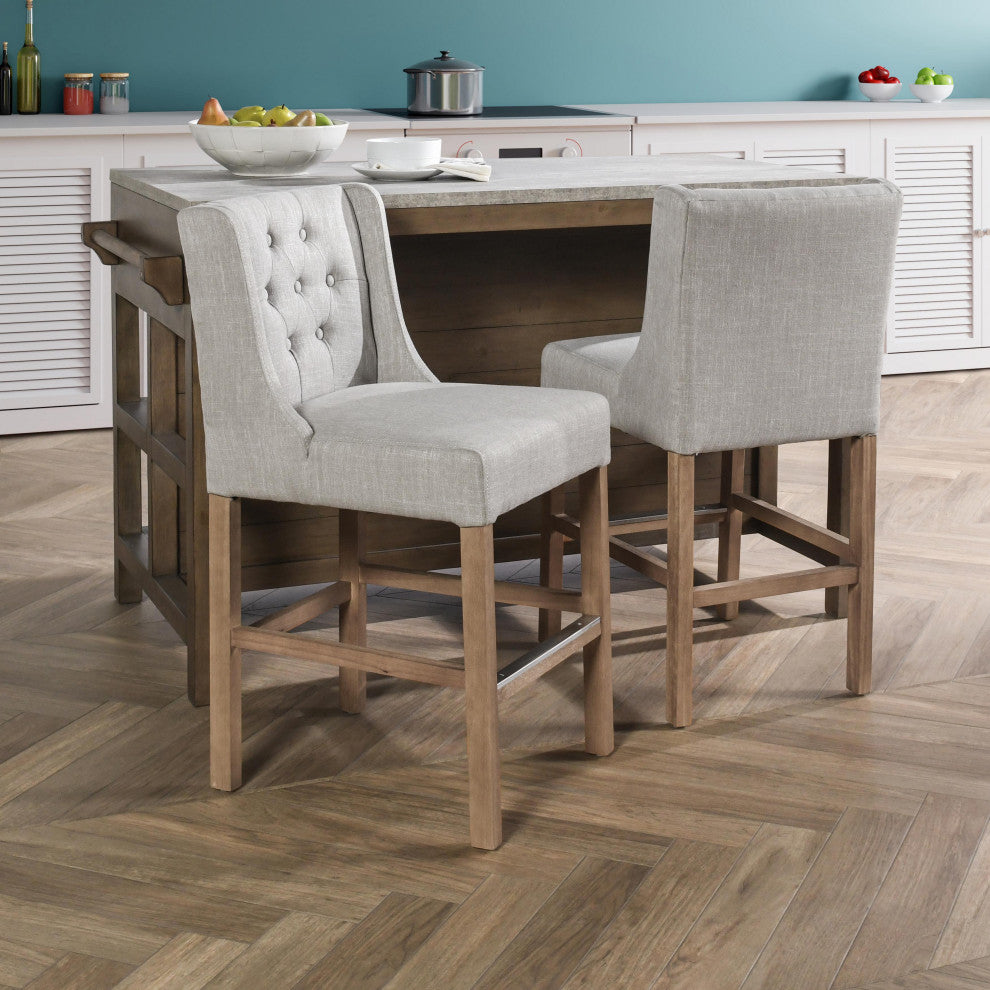 Home Karla Tufted 24" Counterstool by Kosas Home, French Beige