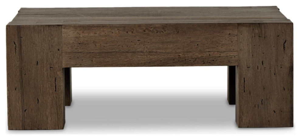 Abaso Small Square Coffee Table Ebony Rustic Wormwood Oak