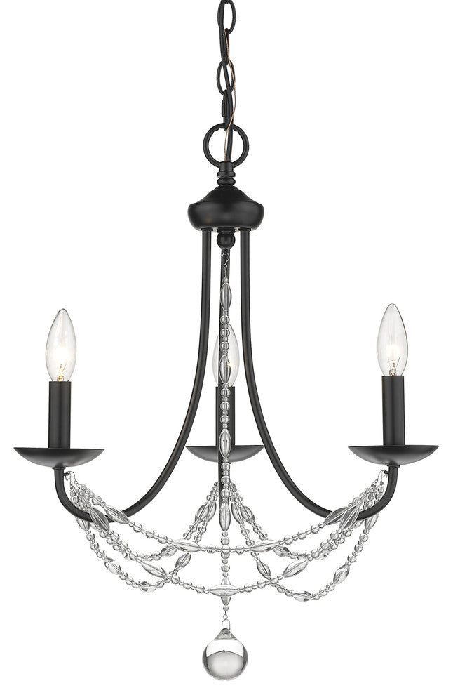 Golden Lighting 7644-M3 Mirabella 3 Light 18"W Crystal Chandelier - Black