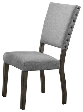 Anna Antique-Style Rustic Light Gray Upholstered Side Chairs, Set of 2